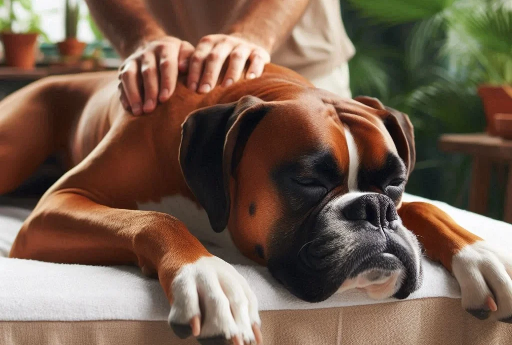Boxer Hund läuft energisch, um fit und gesund zu bleiben