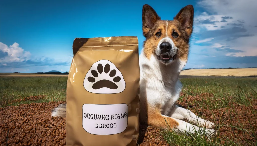 Bio-Hundefutter in einem Napf mit frischen Zutaten wie Fleisch, Gemüse und Kräutern