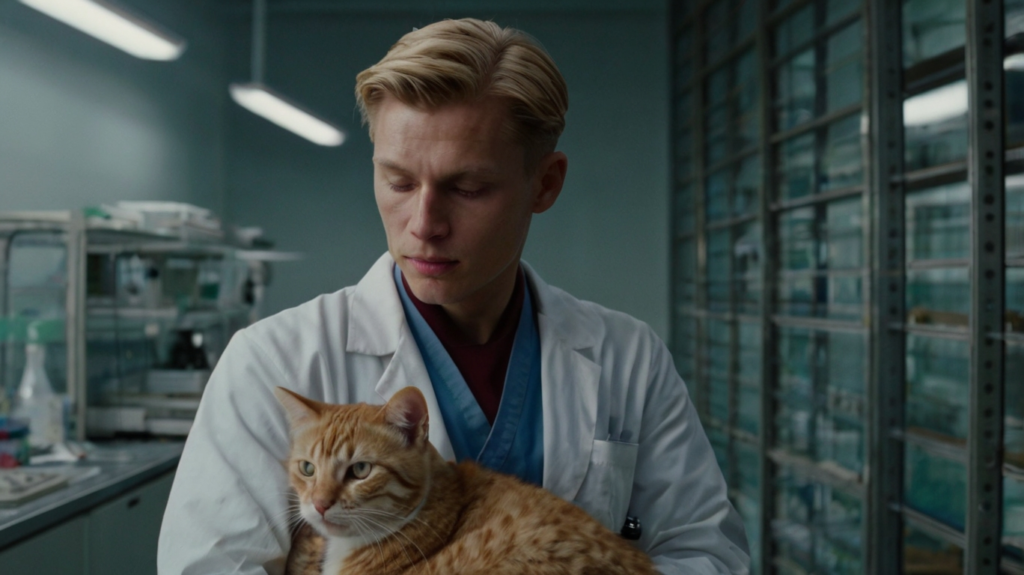 Bengal Katze wird von einem Tierarzt auf einem Untersuchungstisch untersucht