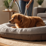 Hundebett wird gründlich gereinigt zur Vorbeugung gegen Grasmilben
