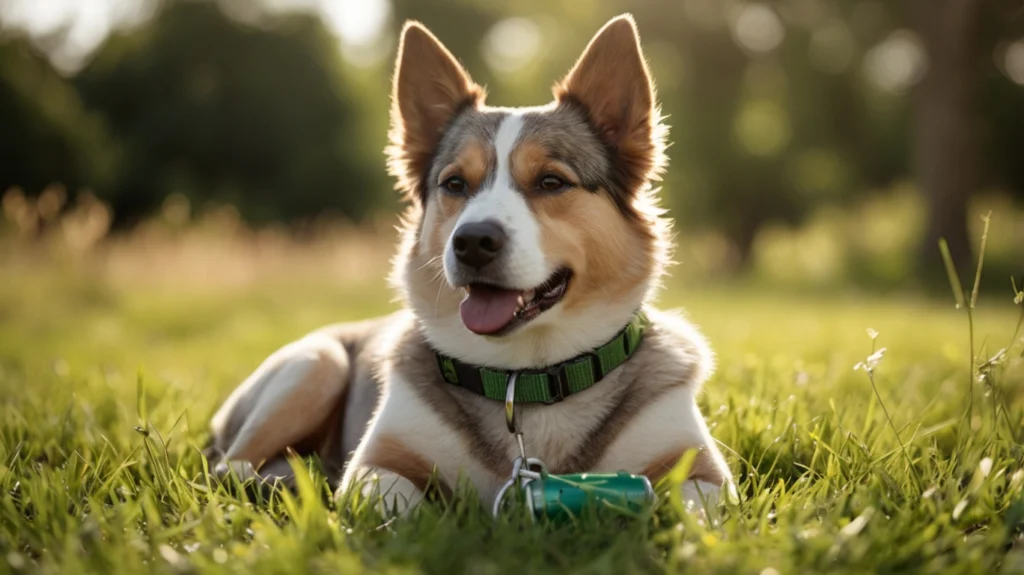 Mensch kontrolliert Hund nach Spaziergang auf Zecken