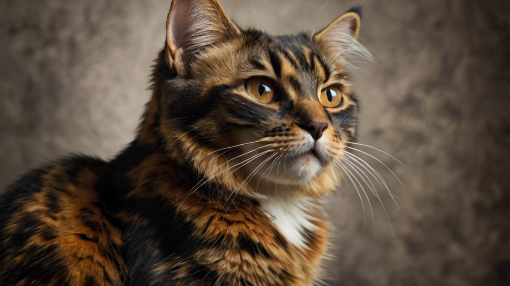 Schildpatt Katze wird sanft mit einer Bürste gepflegt