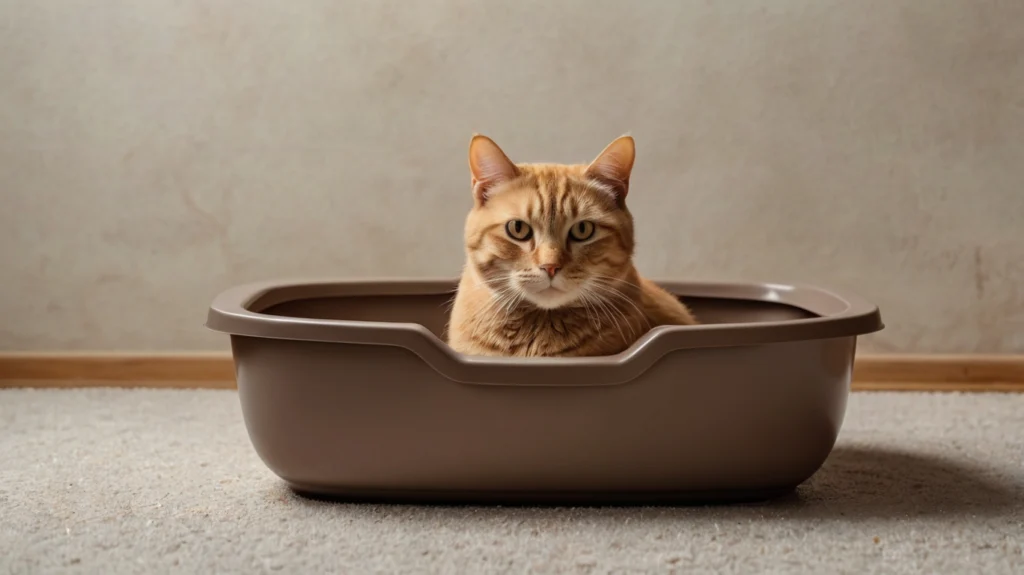 Gesunder Katzenkot im Katzenklo – braun, fest, normal geformt