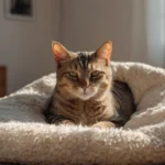 Katze liegt entspannt auf frisch gereinigtem Katzen Sitzsack