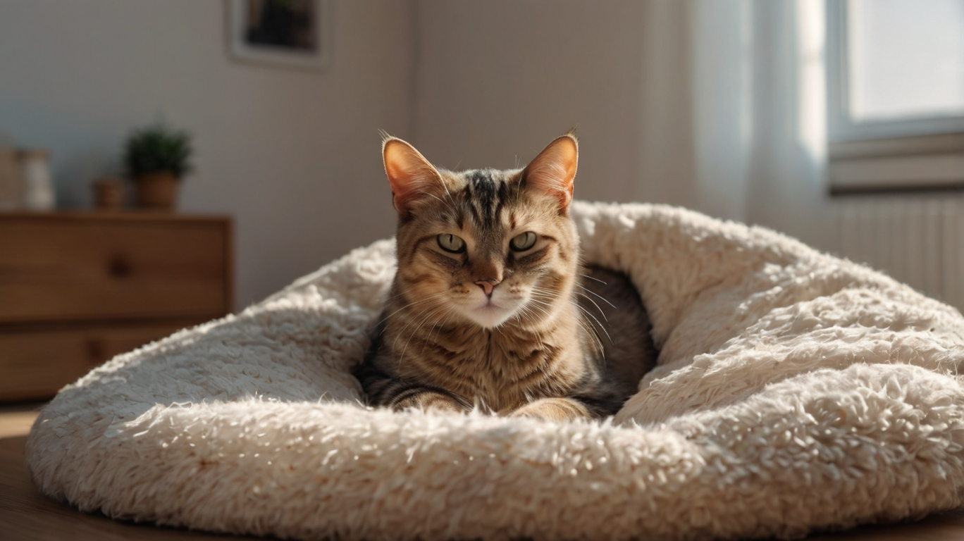 Katze liegt entspannt auf frisch gereinigtem Katzen Sitzsack