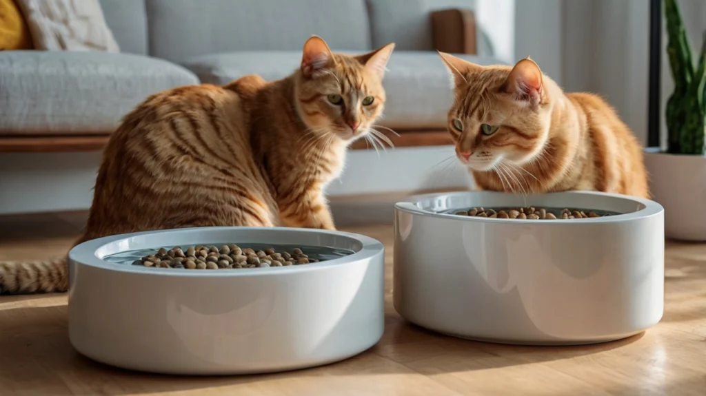 Mehrere Wassernäpfe für Katzen in einer Wohnung aufgestellt