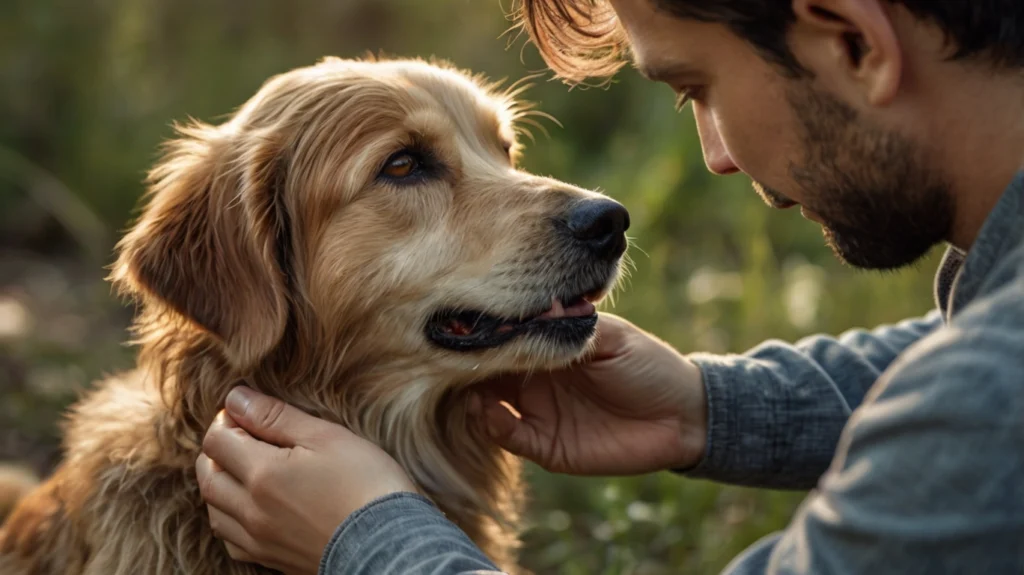 Zeckenkontrolle beim Hund nach dem Spaziergang