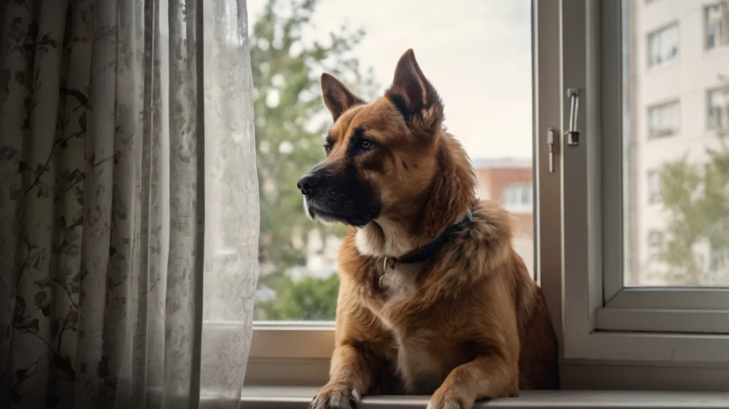 Hund sitzt vor geöffnetem Fenster – Gefahr durch Absturz