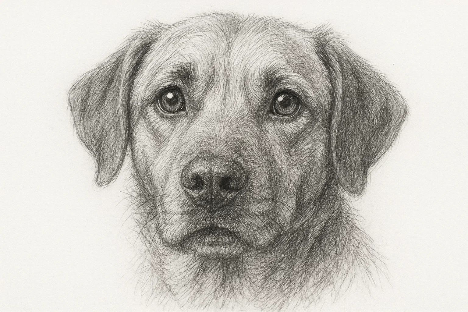 Drawing dog eyes and nose with expressive features