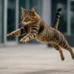 Katze springt elegant – Symbol für Überlebensinstinkt