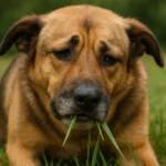Hund frisst Gras wegen Verdauungsproblemen