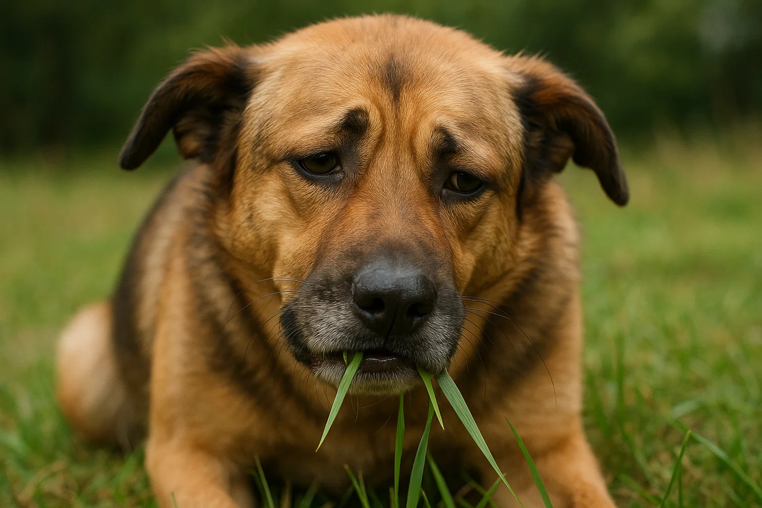 Hund frisst Gras wegen Verdauungsproblemen