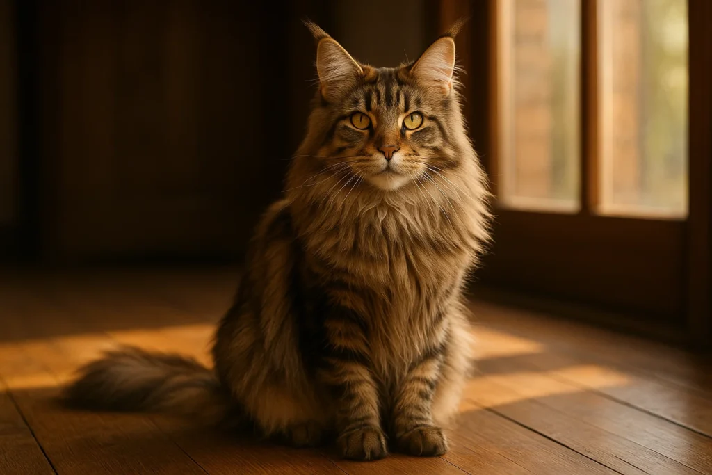 Majestätische ausgewachsene Maine Coon Katze