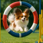 Papillon Hund beim Agility Training